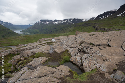 Green Grassy mountain Landscape highland travel nature beautiful cold day