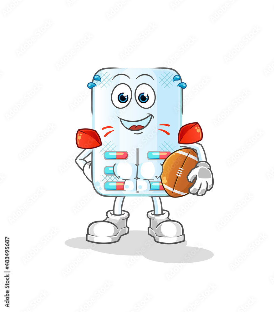 medicine playing rugby character. cartoon mascot vector