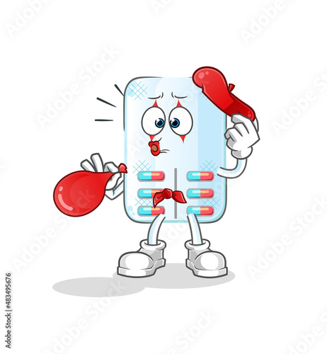 medicine pantomime blowing balloon. cartoon mascot vector