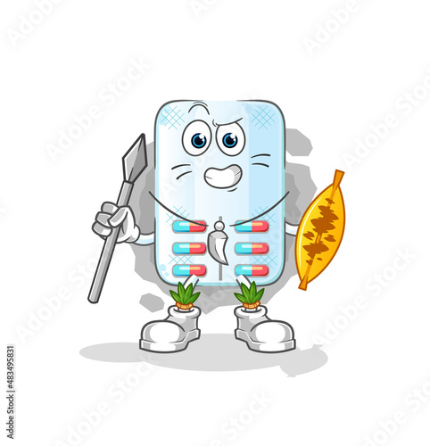 medicine african tribal fighter mascot. cartoon vector