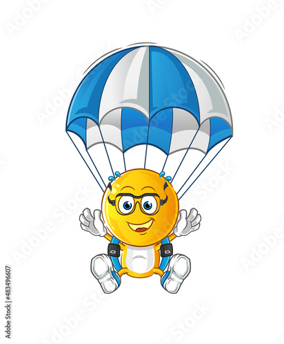 emoticon head cartoon skydiving character. cartoon mascot vector