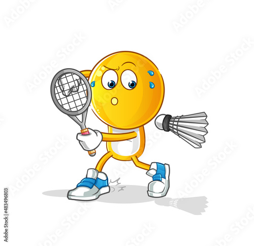 emoticon head cartoon playing badminton illustration. character vector