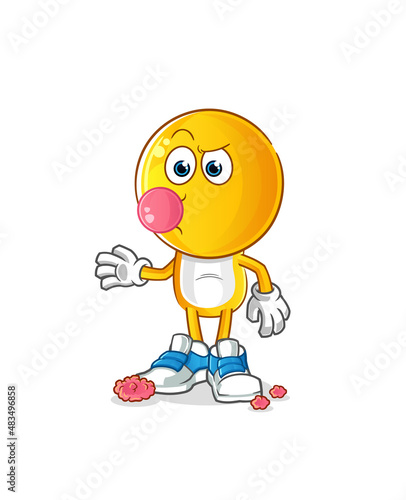 emoticon head cartoon chewing gum vector. cartoon character