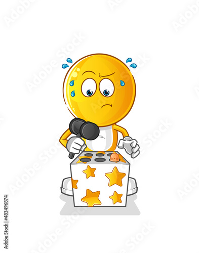 emoticon head cartoon play whack a mole mascot. cartoon vector