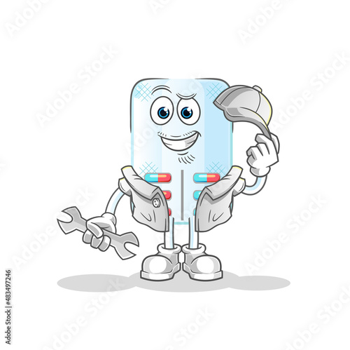 medicine mechanic cartoon. cartoon mascot vector © dataimasu