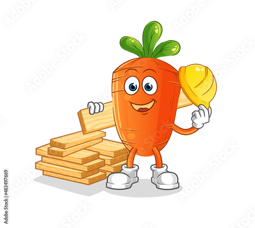 carrot builder vector. cartoon character