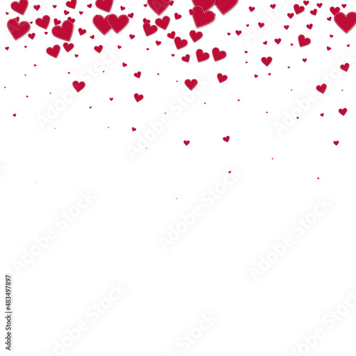 Red heart love confettis. Valentine s day gradient