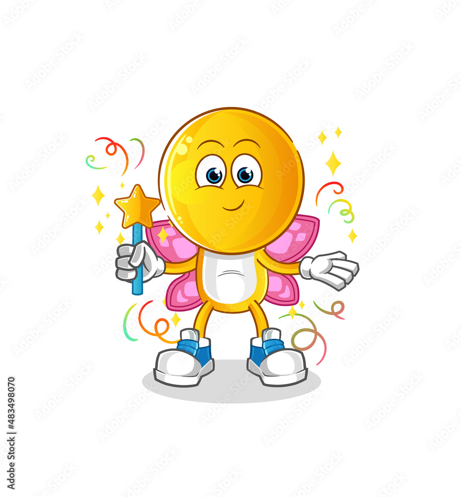 emoticon head cartoon fairy with wings and stick. cartoon vector emoticon head cartoon fairy with wings and stick. cartoon vector