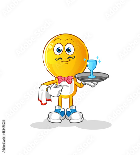 emoticon head cartoon waiter. cartoon mascot vector