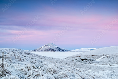 Mountain in Myvatn lake, Iceland photo
