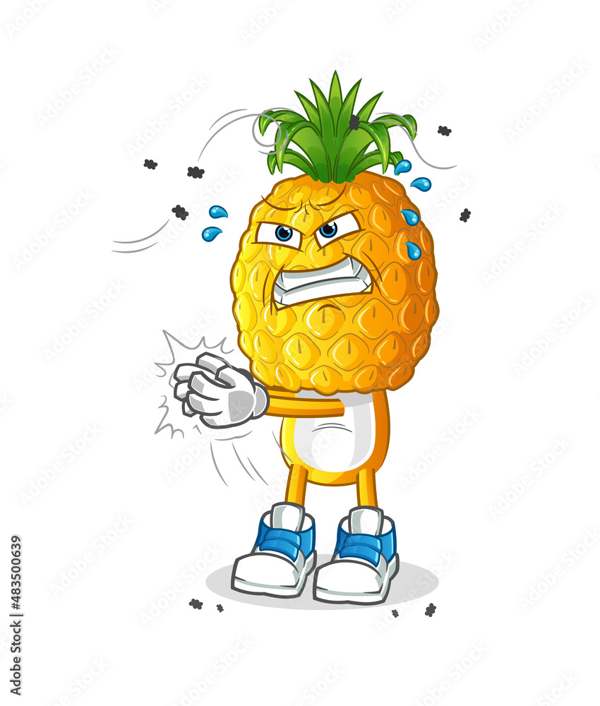 pineapple head cartoon swat fly character. cartoon vector pineapple head cartoon swat fly character. cartoon vector