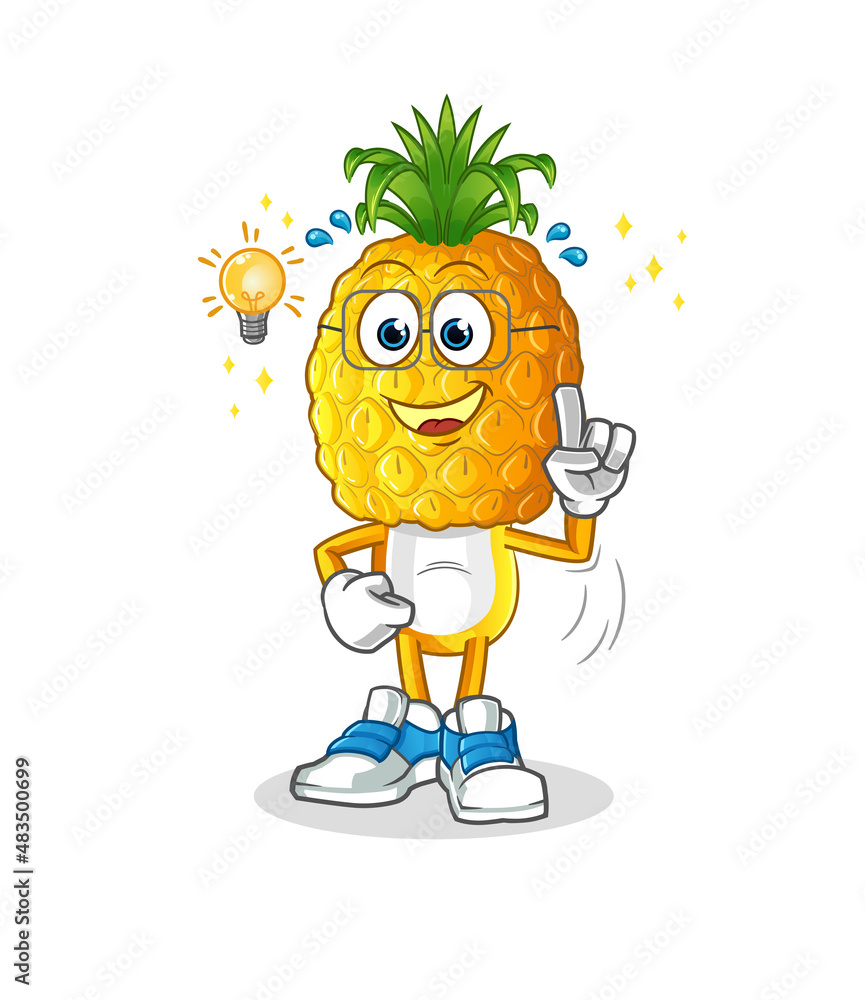 pineapple head cartoon got an idea. mascot vector pineapple head cartoon got an idea. mascot vector