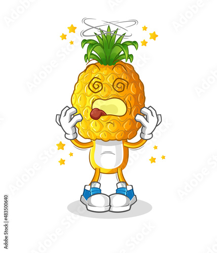 pineapple head cartoon dizzy mascot. cartoon vector