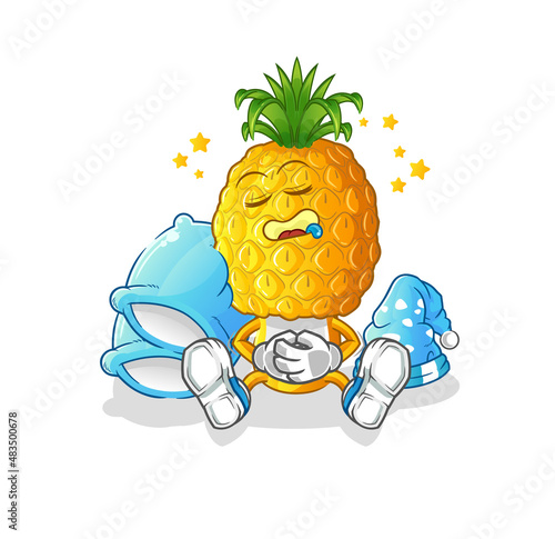 pineapple head cartoon sleeping character. cartoon mascot vector