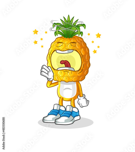 pineapple head cartoon yawn character. cartoon mascot vector