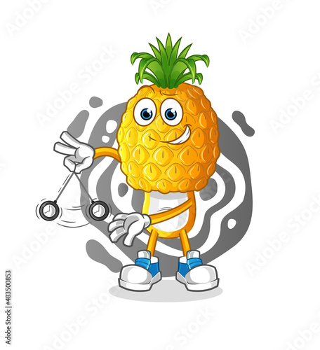 pineapple head cartoon hypnotizing. cartoon mascot vector