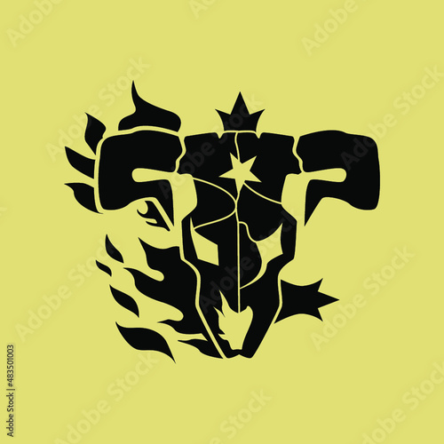 simple style black bull logo illustration design vector