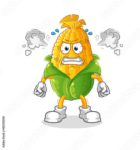 corn very angry mascot. cartoon vector