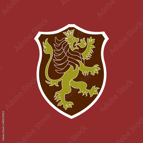 dark red lion vector logo design in black clover anime japanese anime
