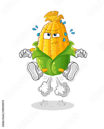 corn fart jumping illustration. character vector
