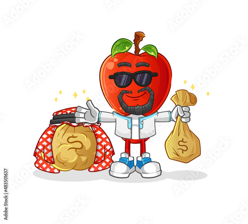 apple head cartoon rich arabian mascot. cartoon vector