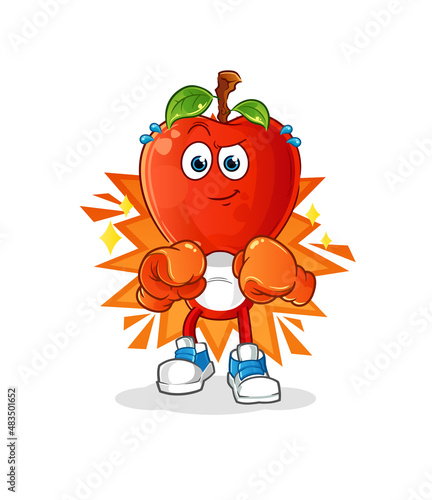 apple head cartoon boxer character. cartoon mascot vector