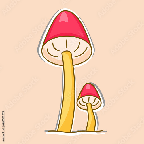 Mushroom sticker design vector illustration