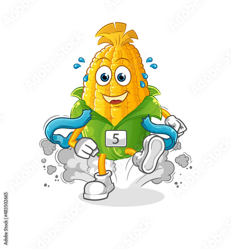 corn runner character. cartoon mascot vector