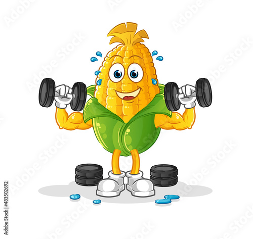 corn weight training illustration. character vector
