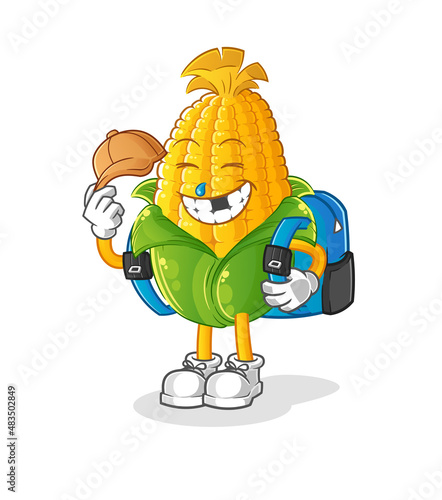 corn goes to school vector. cartoon character
