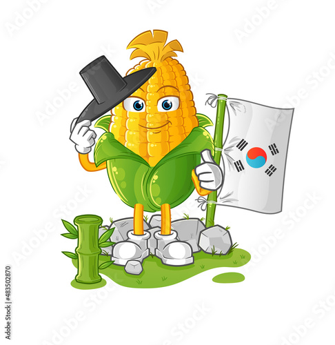 corn korean character. cartoon mascot vector