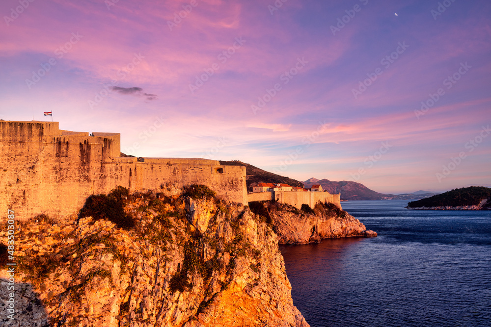 view of Dubrovnik city wall in Croatia