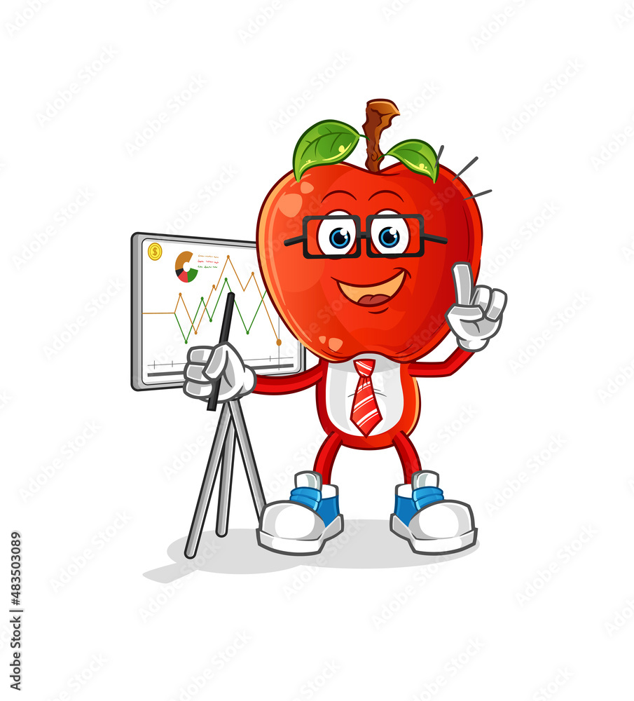 Obraz premium apple head cartoon marketing character. cartoon vector