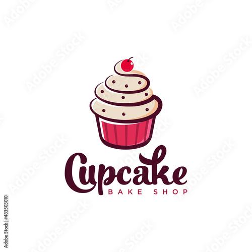 Minimalist cupcake bakery logo design template