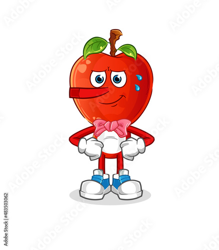 apple head cartoon lie like Pinocchio character. cartoon vector