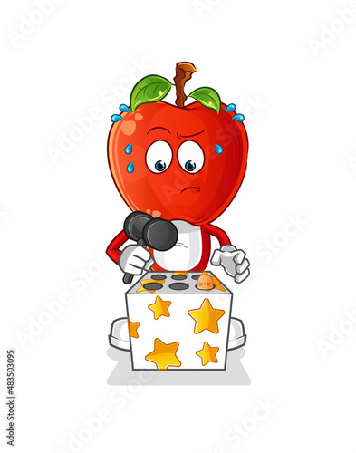 apple head cartoon play whack a mole mascot. cartoon vector