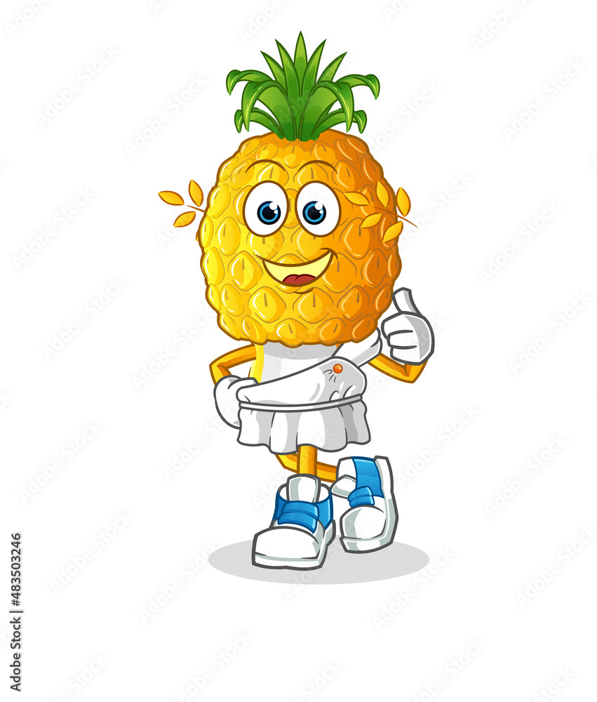 Obraz premium pineapple head cartoon with greek clothing. cartoon mascot vector