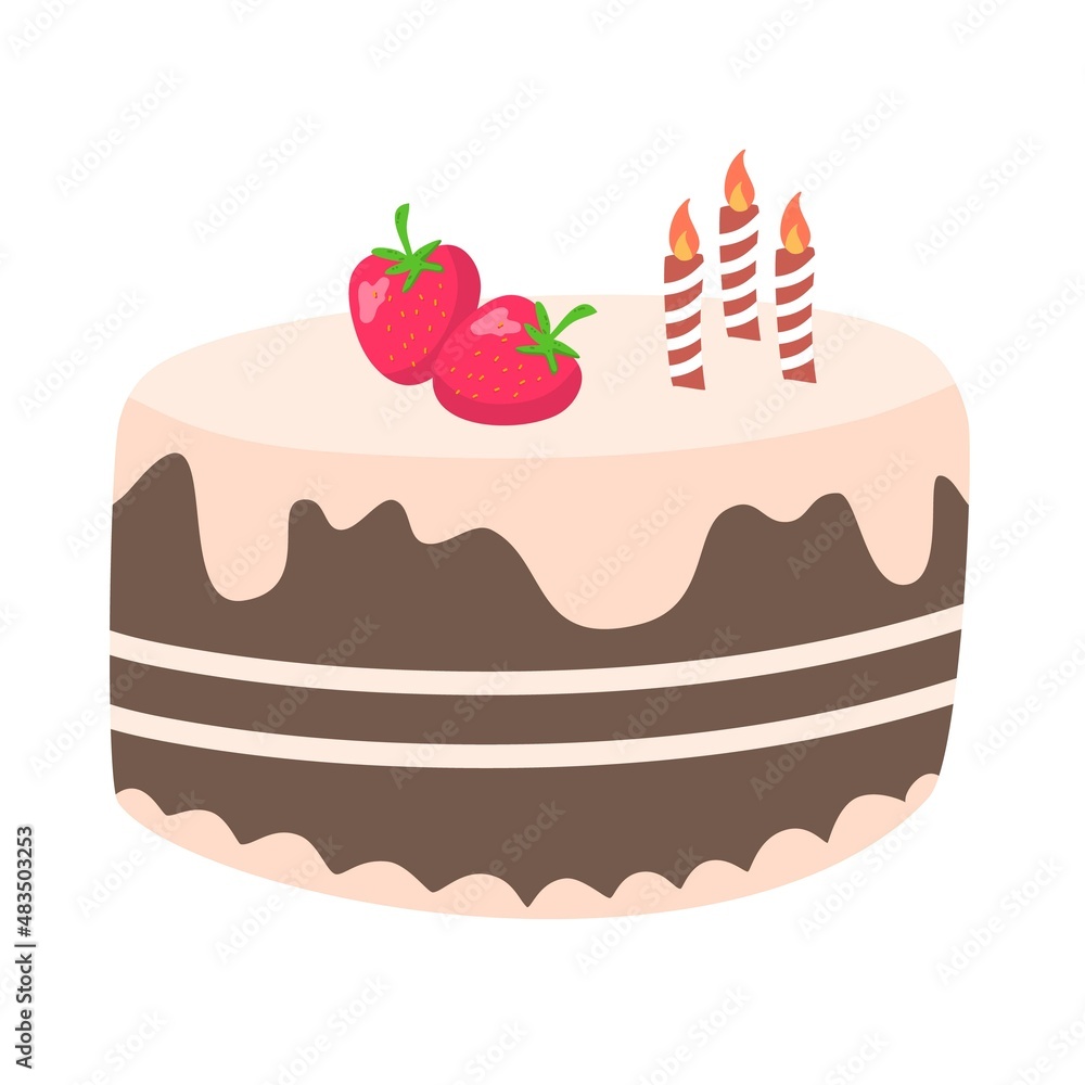 Delicious birthday cake with strawberry Delicious birthday cake with strawberry
