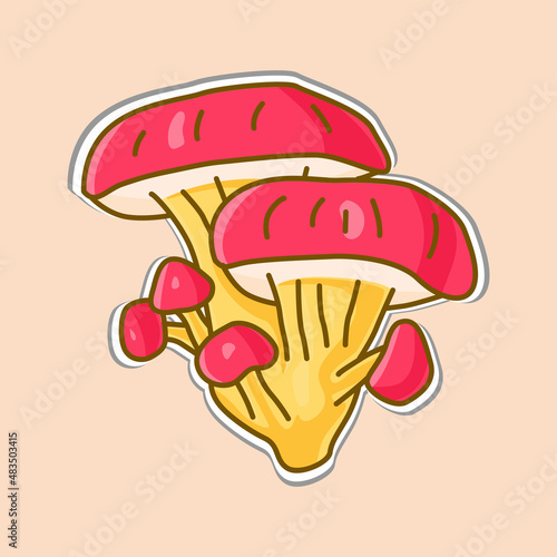 Mushroom sticker design vector illustration