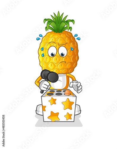 pineapple head cartoon play whack a mole mascot. cartoon vector