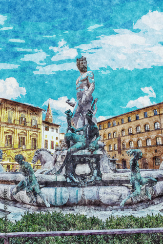 Florence, Italy, fountain of Neptune photo