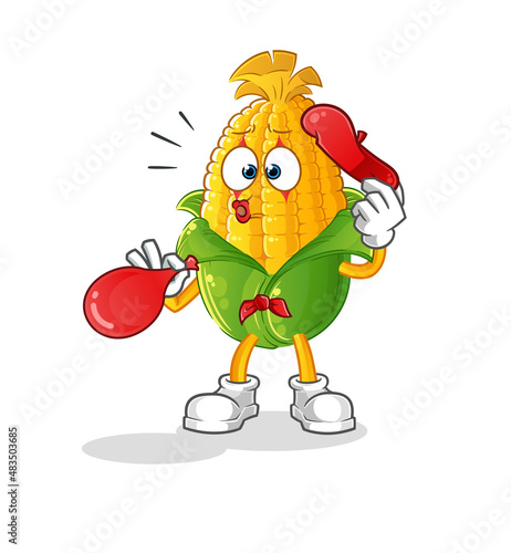 corn pantomime blowing balloon. cartoon mascot vector