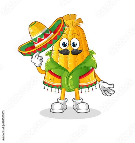 corn Mexican culture and flag. cartoon mascot vector
