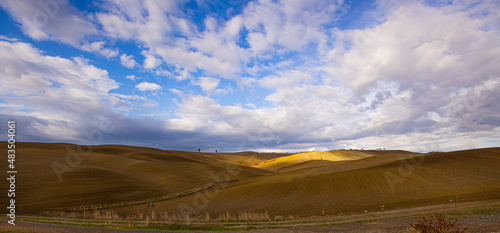 Typical view in Tuscany - the colorful rural fields and hills - travel photography