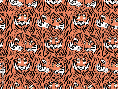 Photography Tigers vector seamless pattern