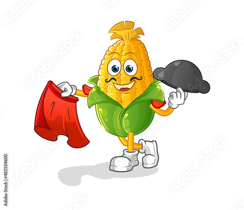 corn matador with red cloth illustration. character vector