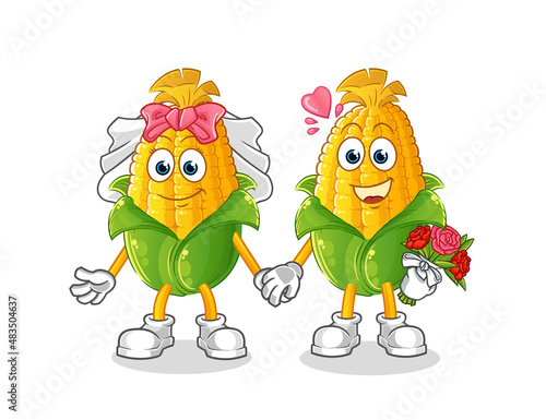 corn wedding cartoon. cartoon mascot vector