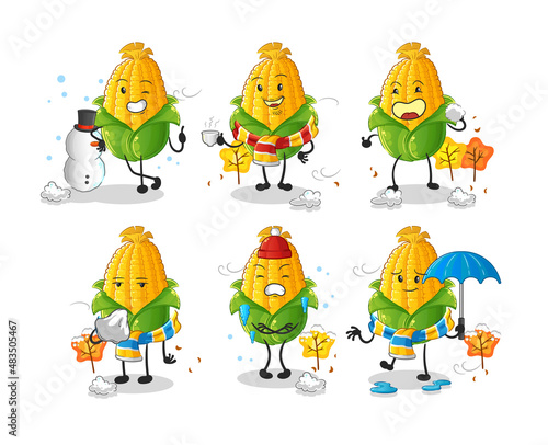 corn in cold weather character mascot vector