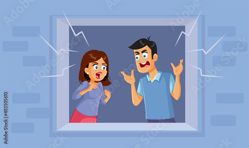 Couple Arguing Very Loud in their Apartment Vector Cartoon Illustration