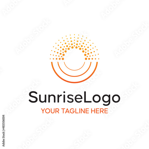 Solar Sunrise Happy Morning Vector Abstract Illustration Logo Icon Design Template Element